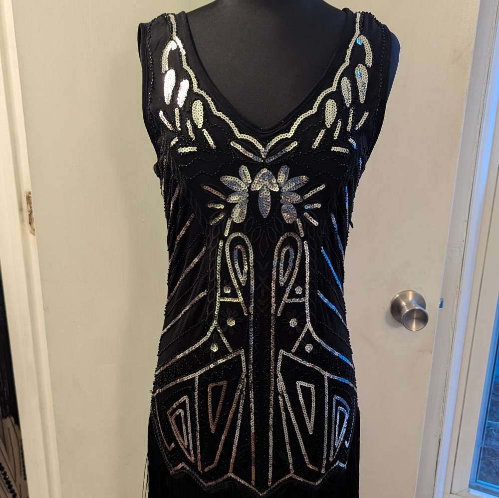Elegant Black and Silver Women's Dress